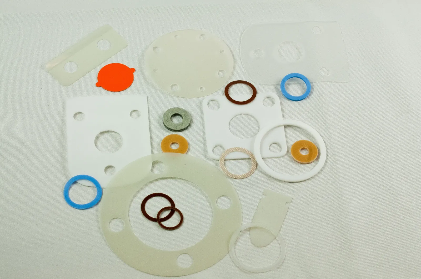 Plastic Gasket Materials gaskets, die-cut close-up